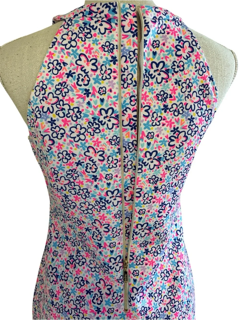 Lilly Pulitzer Girls Floral Halter Sheath Dress in Pink & Blue Sz/16 Woman/S